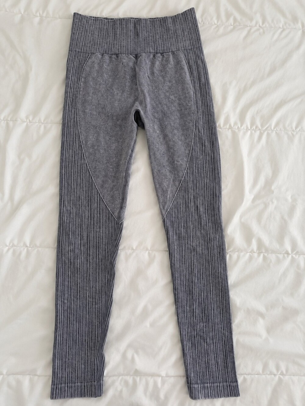 Blue Gray Ribbed Leggings